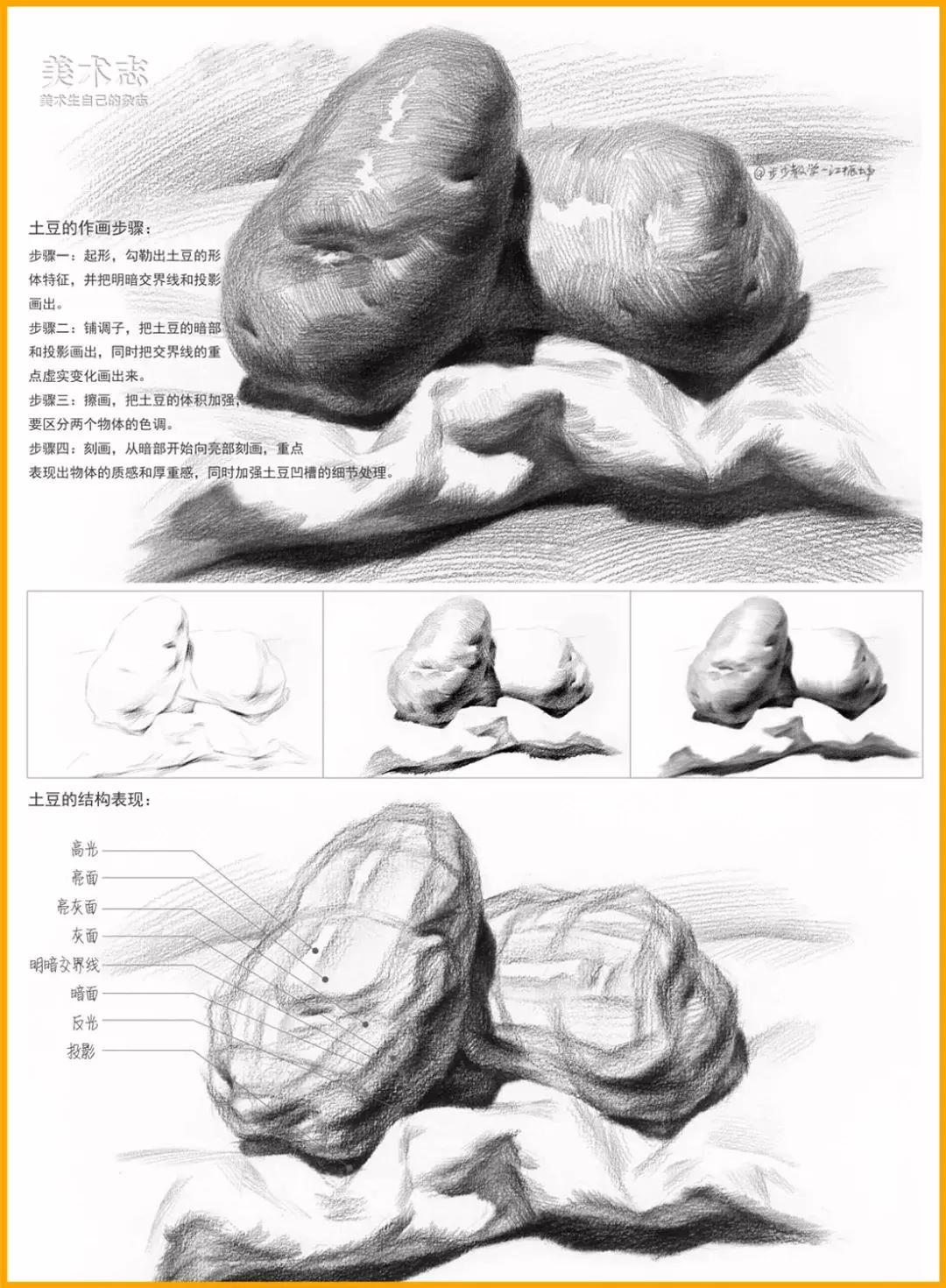 素描常见水果,适合新手的100幅素描画蔬菜水果