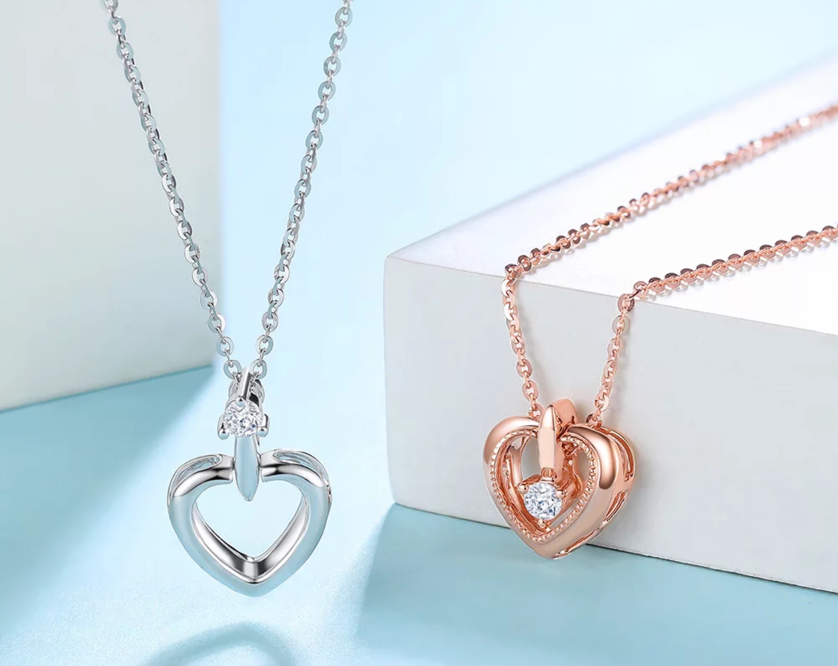 六福珠宝ins风小卷边项链寓意,六福珠宝戒指心形款