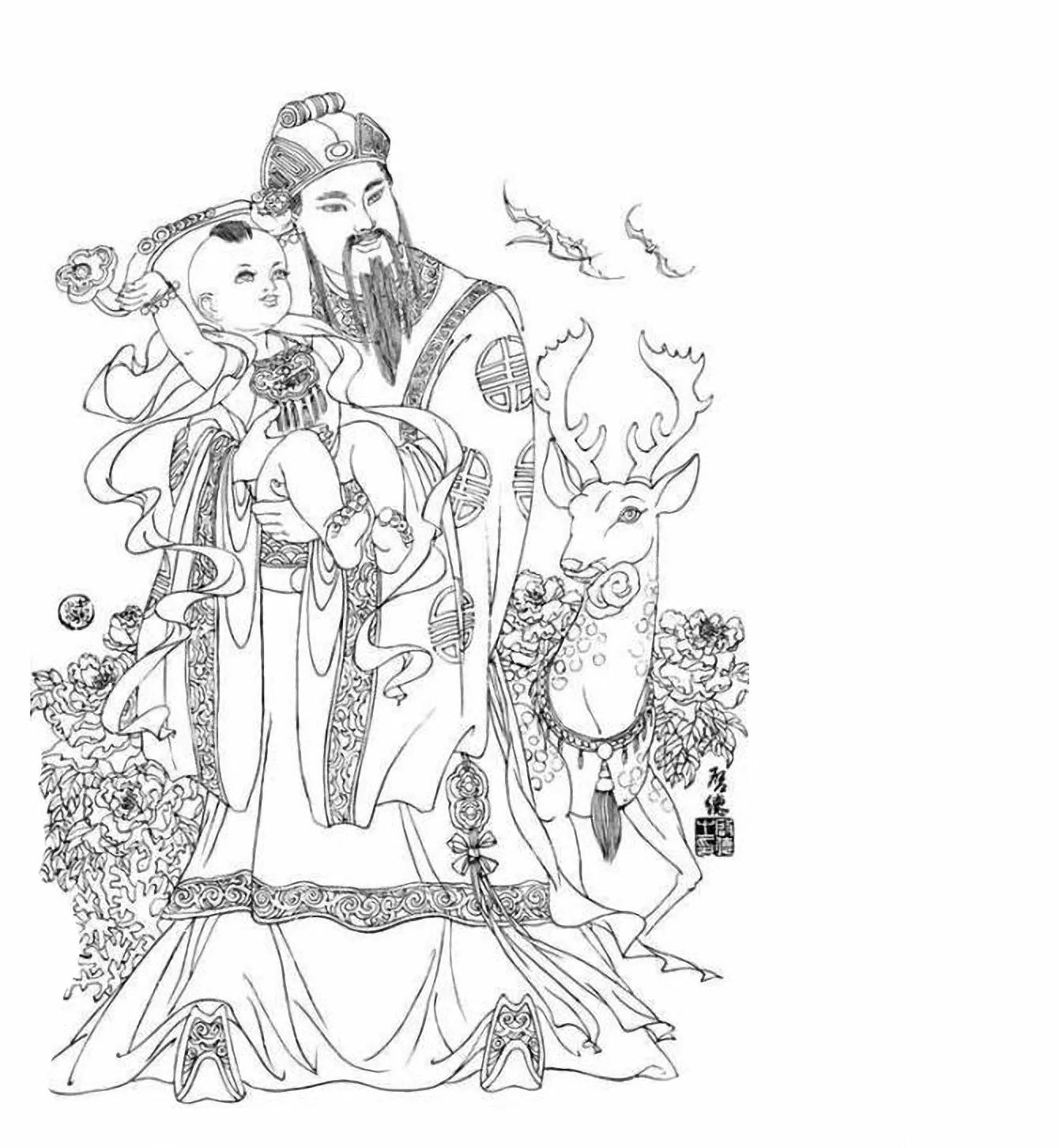 图谱神话人物工笔画白描,国画工笔人物白描图片大全大图