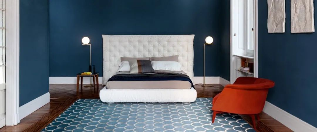 卧室床柜一体效果图,现代简约卧室家具全套