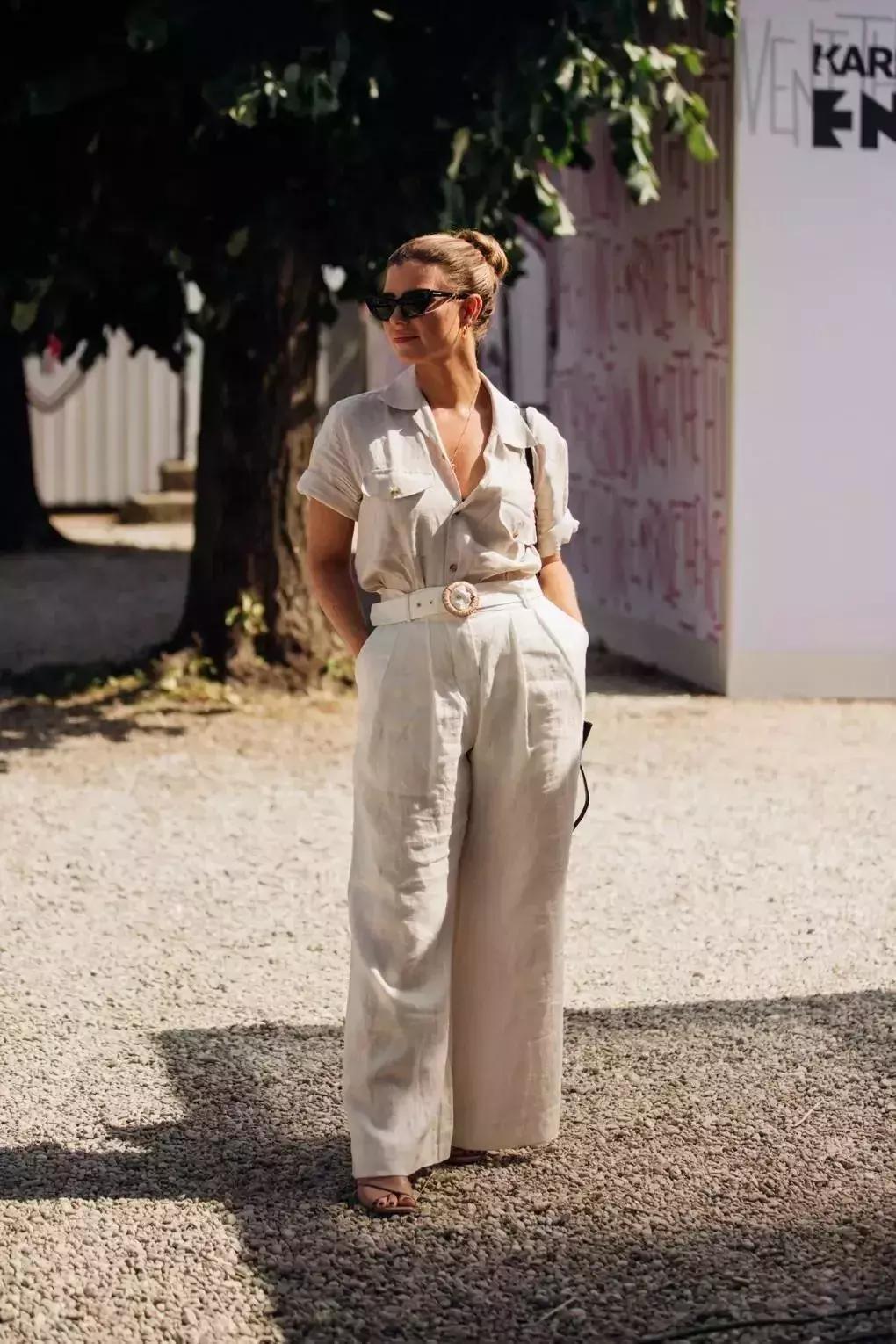 夏天亚麻显瘦气质套装,今夏流行穿亚麻高级爆了