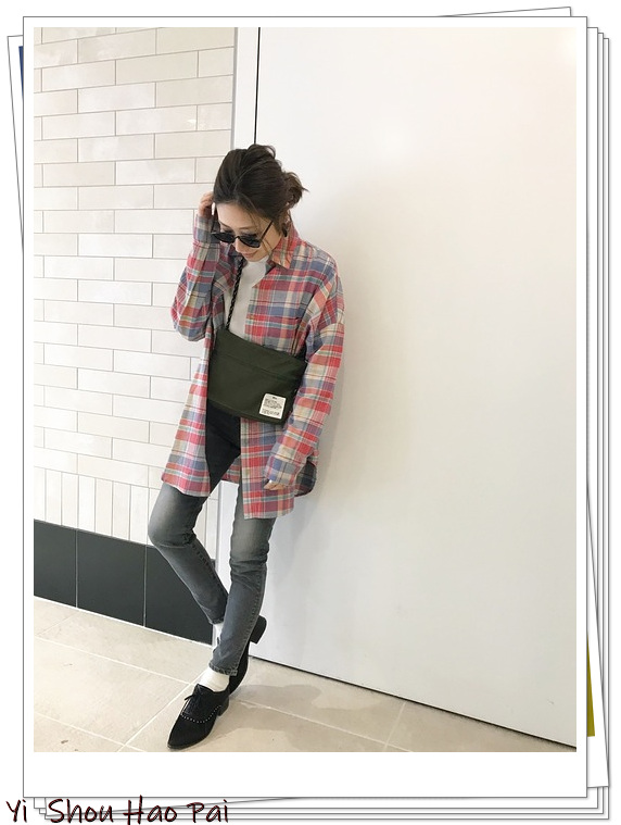 格纹日系衬衫,格纹衬衫怎么搭好看