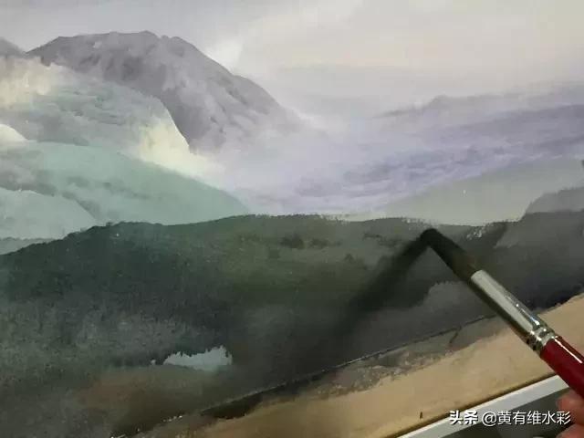 水彩画山风景入门,远山画法入门教程