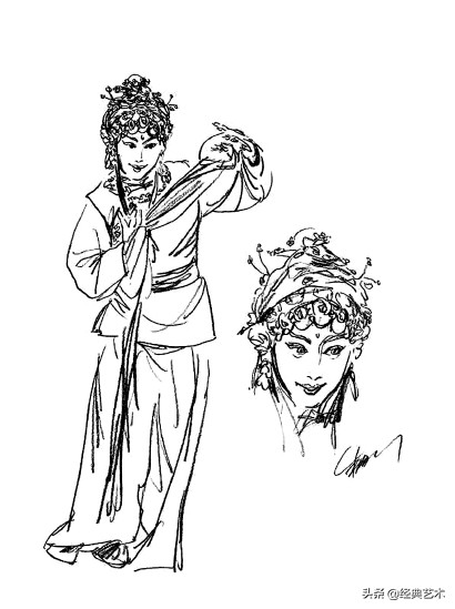 戏曲速写教程,戏曲人物速写素描
