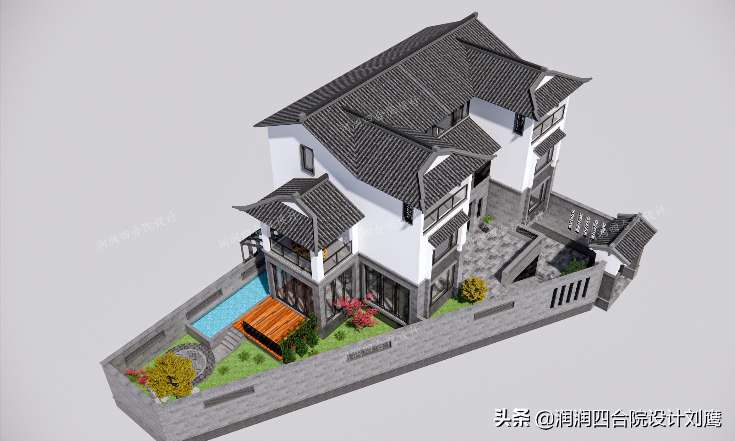 新中式四合院别墅设计图片欣赏,新中式四合院别墅设计案例图纸