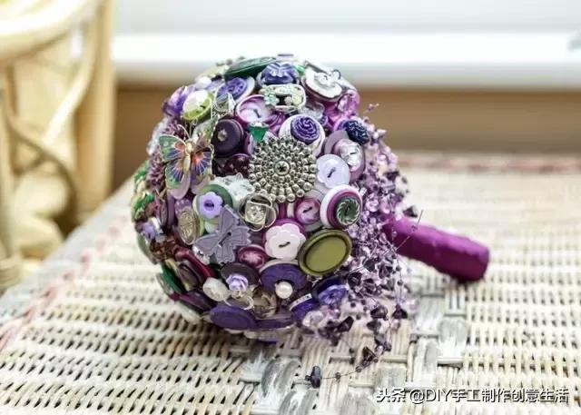 纽扣旧物改造篮子,旧物改造牛仔布做钥匙扣