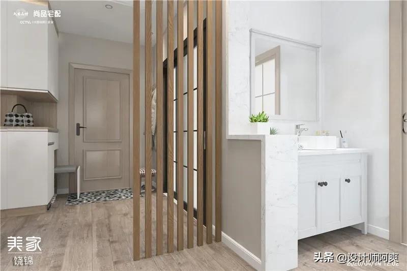 大门正对客厅一体隔断,入户正对客厅餐厅玄关隔断效果图