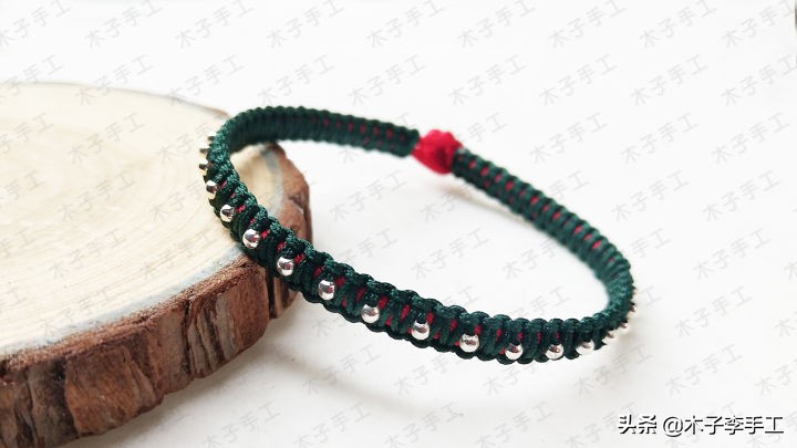 双向平结手链编织教程串珠,花样平结串珠花朵手链