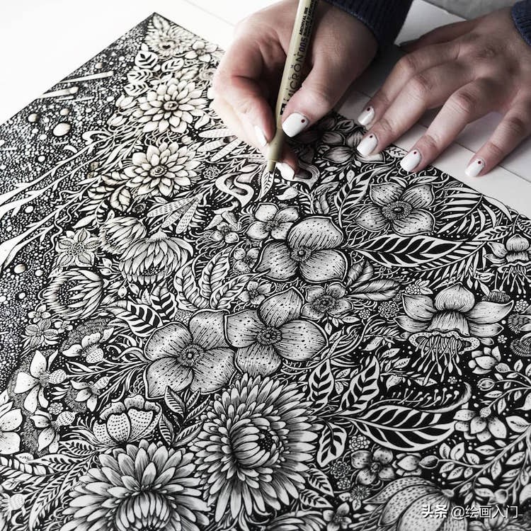 手绘插画黑白风针管笔小插画,手绘100多幅针管笔黑白插画分享