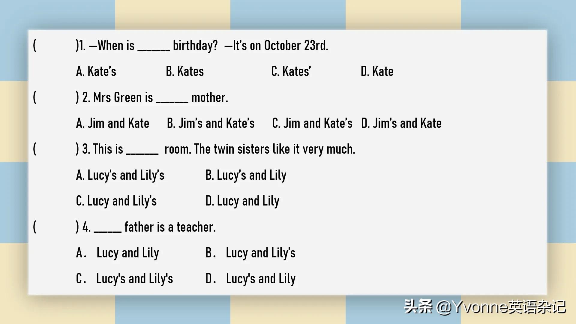 英语语法不可数名词,名词所有格英语语法