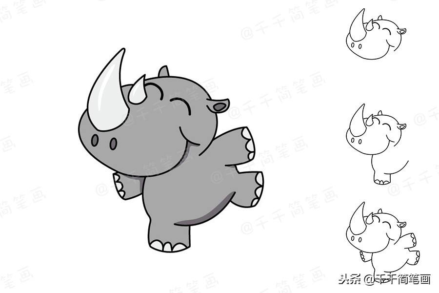 豹子乌龟简笔画,儿童画画8-10岁简笔画小动物