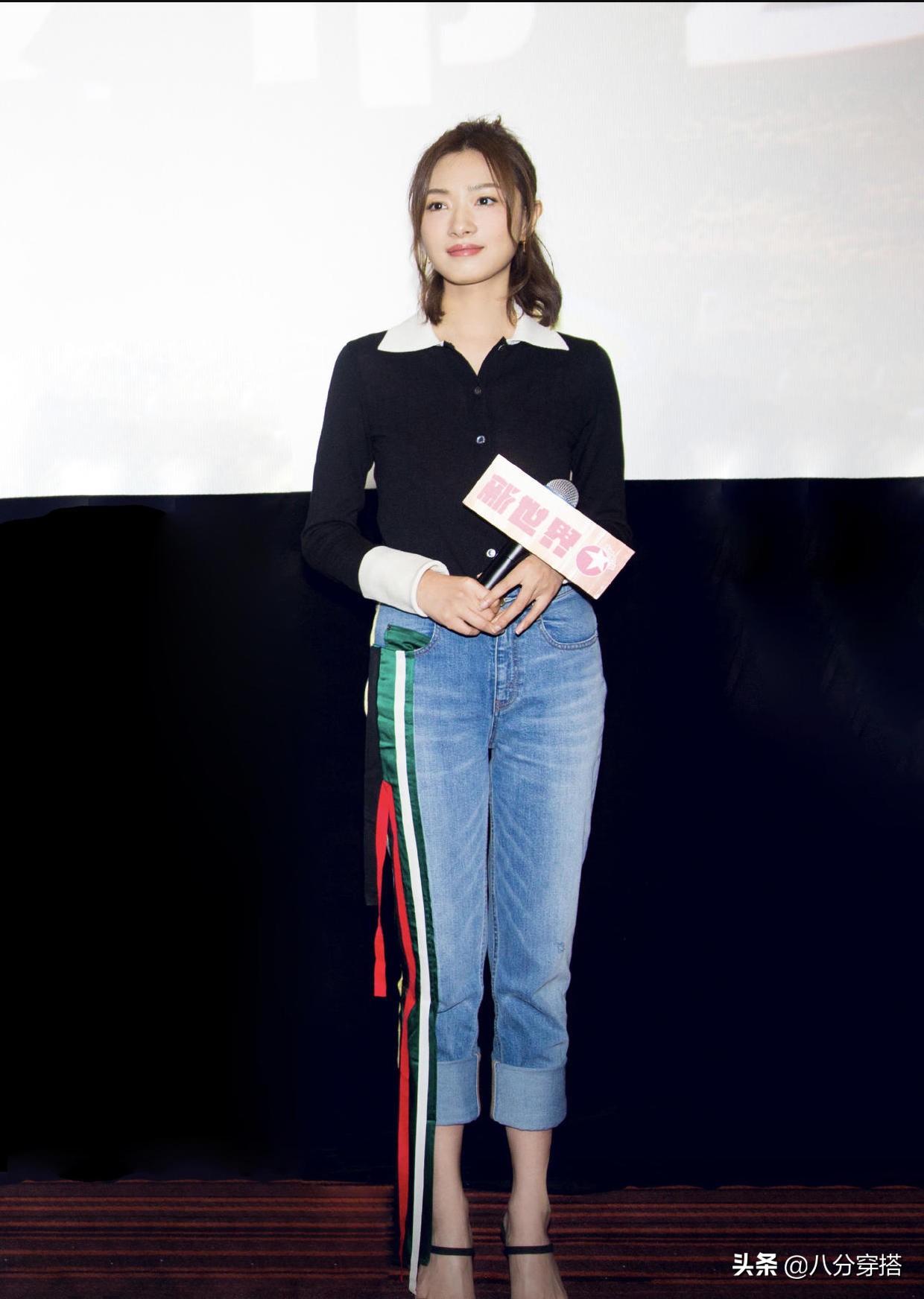 万茜黑色西装搭配图,万茜西装搭配小白鞋