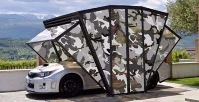 老外简易车库,老外发明可折叠的车库