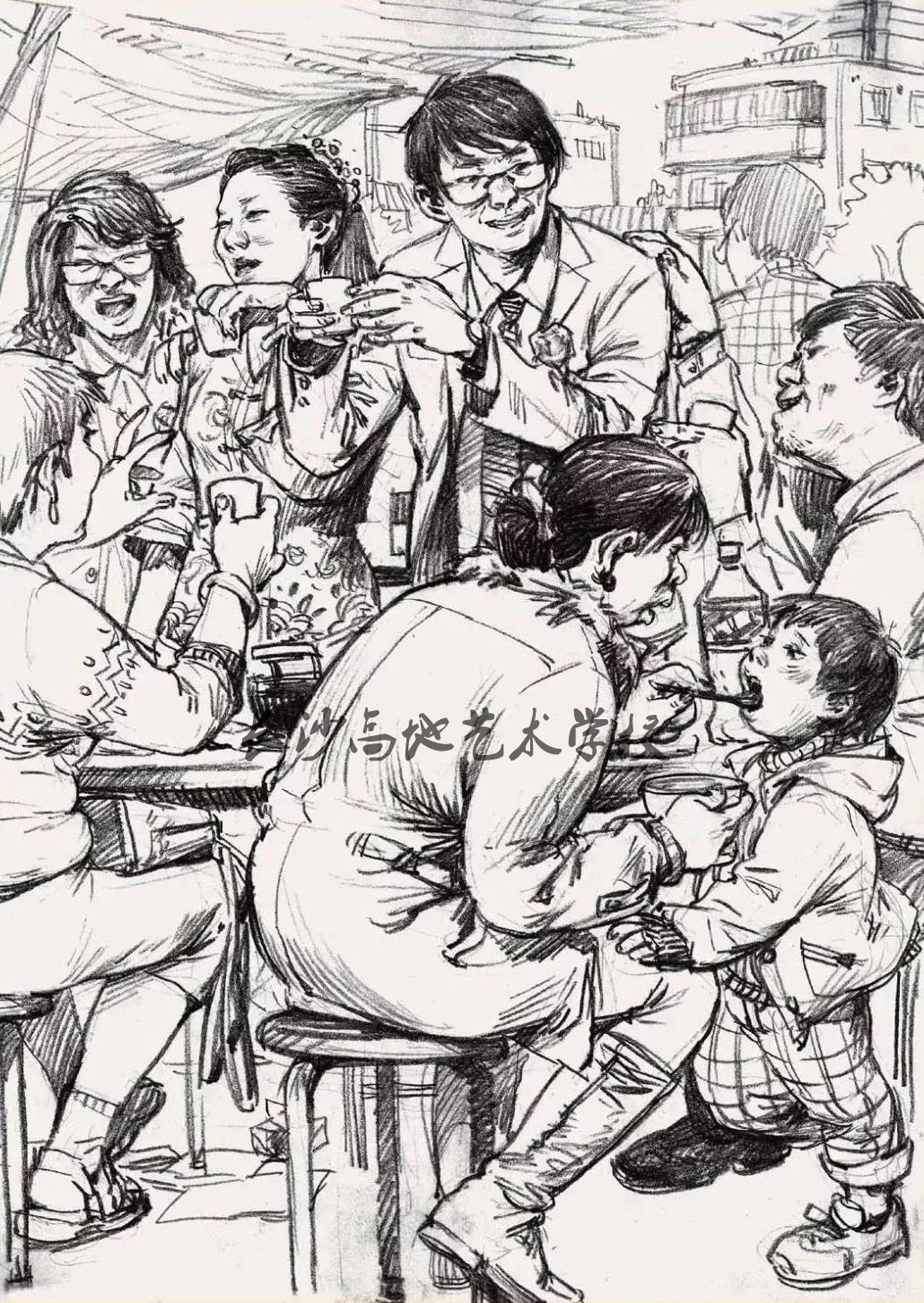 校考速写场景默写技巧,速写校考风格