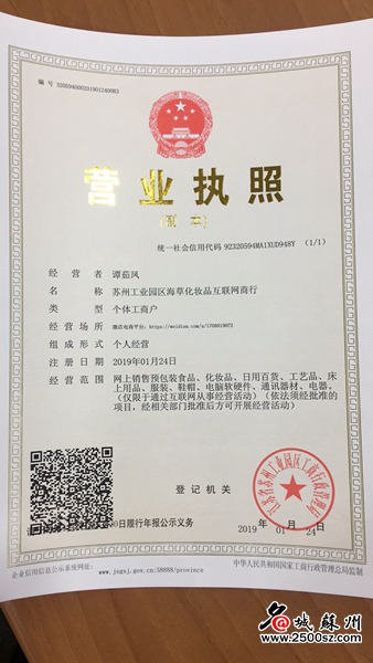 网络地址也能当经营场所?园区发出首批微商营业执照