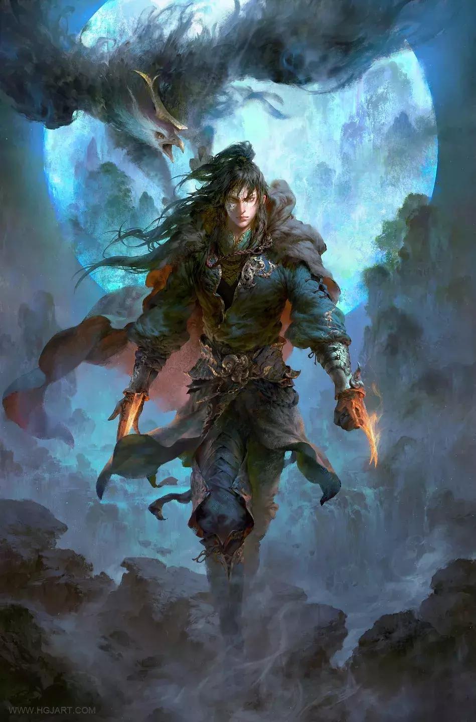 他的手绘原画太牛了，笔下美*欲人**欲飘仙，色调与笔感美煞无数网友