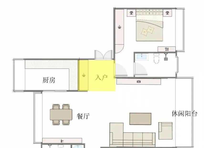 阳台改成小卧室凸出来的,阳台改成衣帽间和办公区