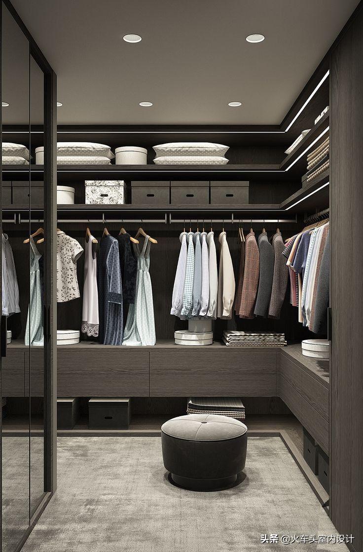 走入式衣帽间设计效果图轻奢风,轻奢简约大气衣帽间