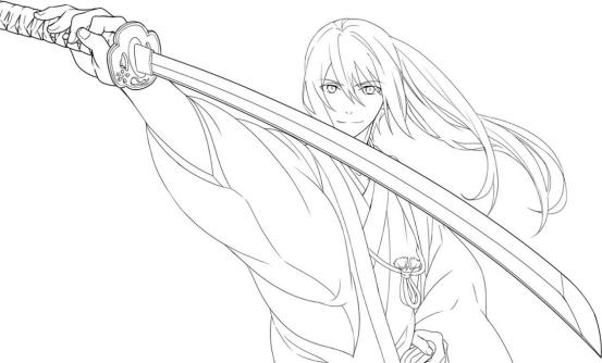 日本刀怎么画,日本武士刀的画法