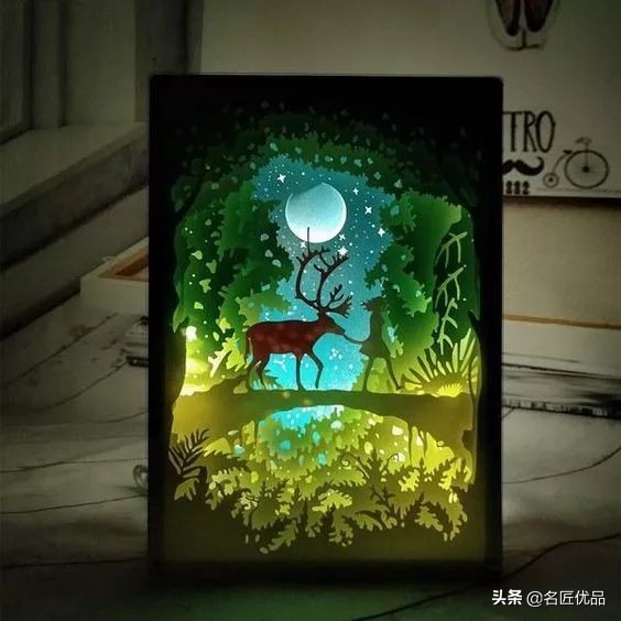 适合做多层立体纸雕的图,屋子半立体纸雕