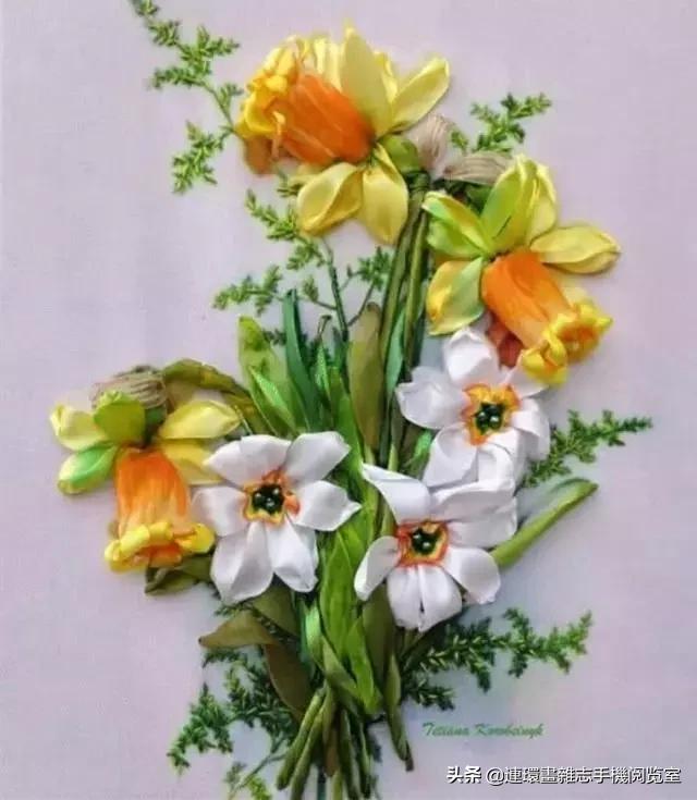 丝带绣装裱图案大全,丝带绣画作品欣赏