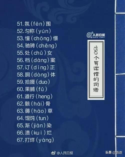 60个极易读错的词语人民日报,人民日报整理的易错词