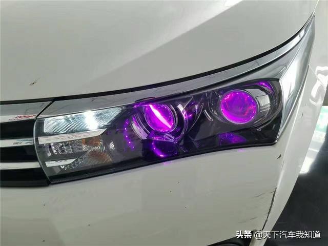 卡罗拉双擎改海拉5双透镜恶魔眼,2019款卡罗拉大灯加透镜