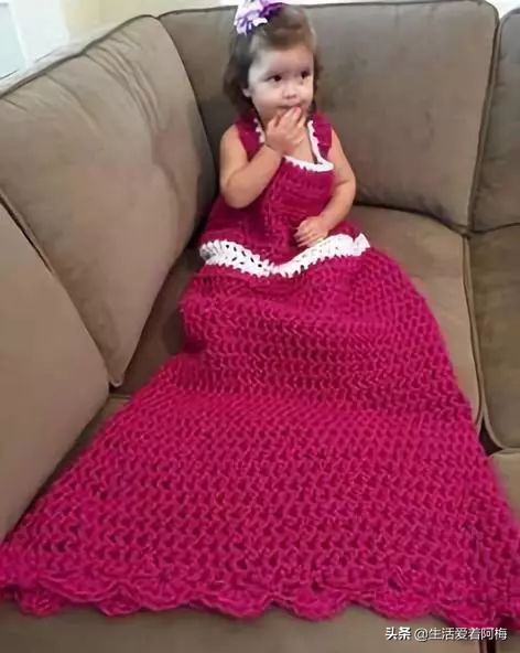 妈妈钩的小羊毯子,妈妈钩的睡袋