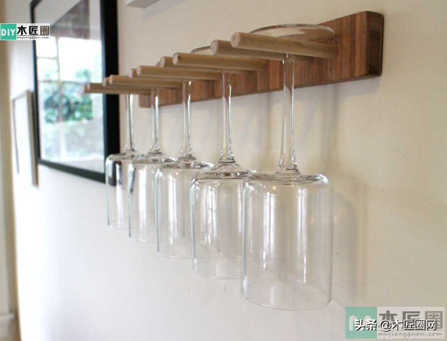 红酒杯倒挂架自制免打孔,高脚杯倒挂架木工制作