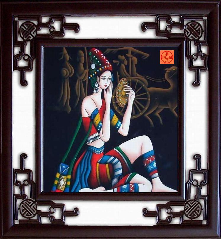 重彩蜡染画,收藏刺绣