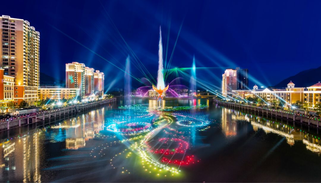 宝鸡灯光喷泉,美好的宝鸡音乐喷泉水景灯光秀