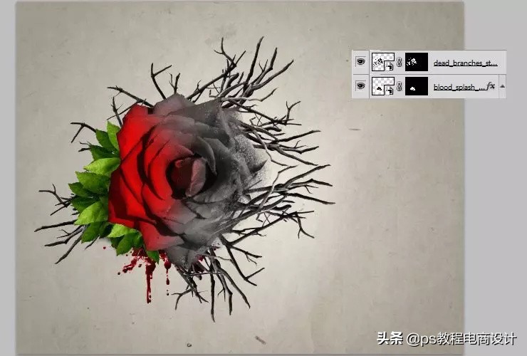 ps怎么把玫瑰变成金黄色,ps蝴蝶和鲜花合成