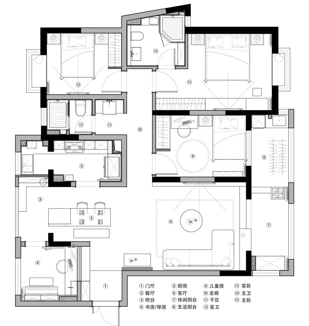 奢华顶层复式公寓,轻奢全落地窗公寓顶层