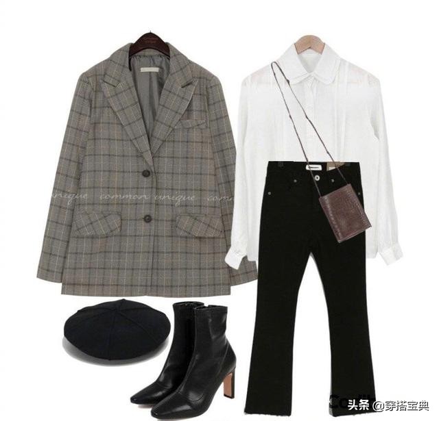 格子西装搭配灰色牛仔裤,男士灰色格子休闲西装搭配牛仔裤