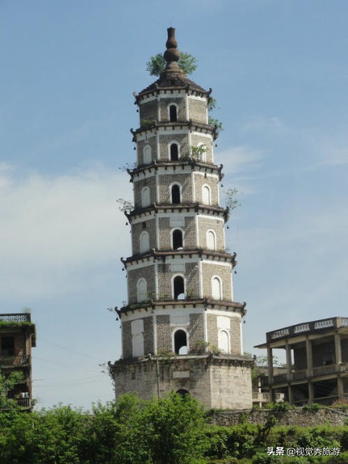 隽秀潇洒的湘南风格的砖塔，湖南省常宁培元塔