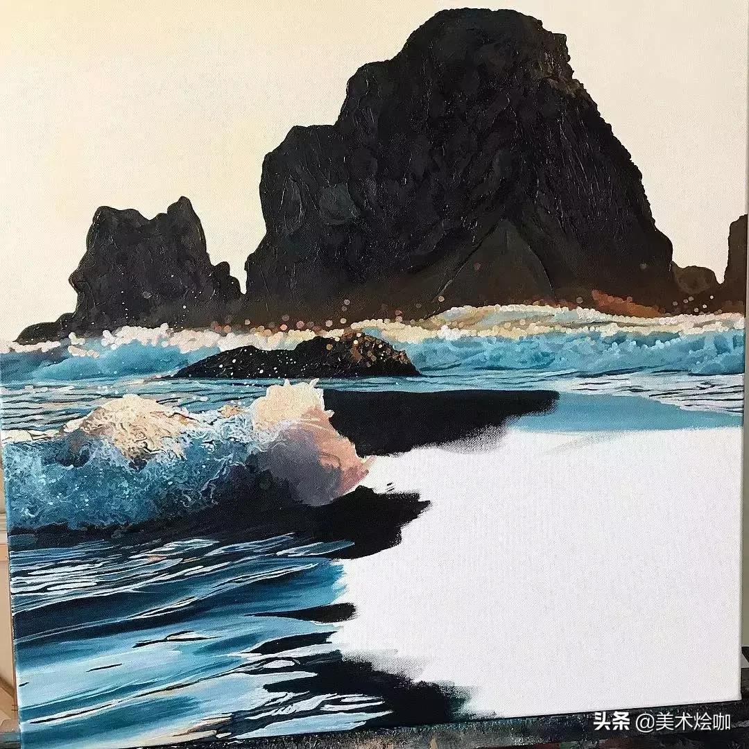 简单而又漂亮的大海图绘画,用水彩笔画一幅美丽的大海画