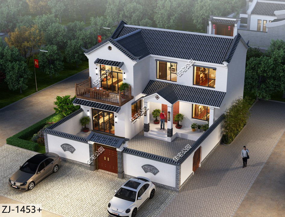 回农村建三栋中式别墅高端有气势,回农村建别墅现代风格