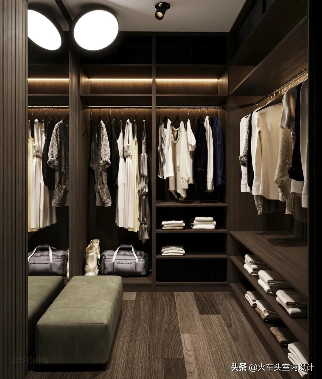 走入式衣帽间设计效果图轻奢风,轻奢简约大气衣帽间