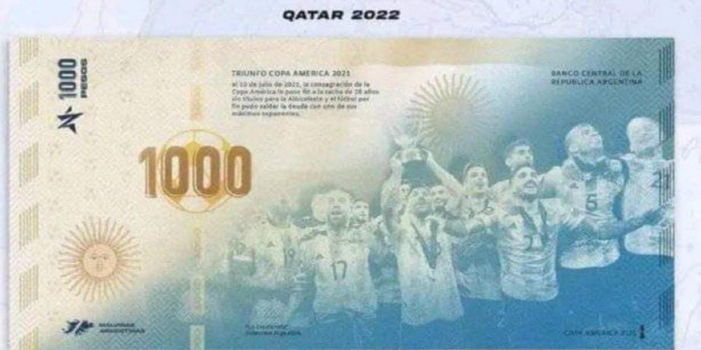 梅西印在阿根廷的货币上了吗,阿根廷梅西世界杯纪念钞