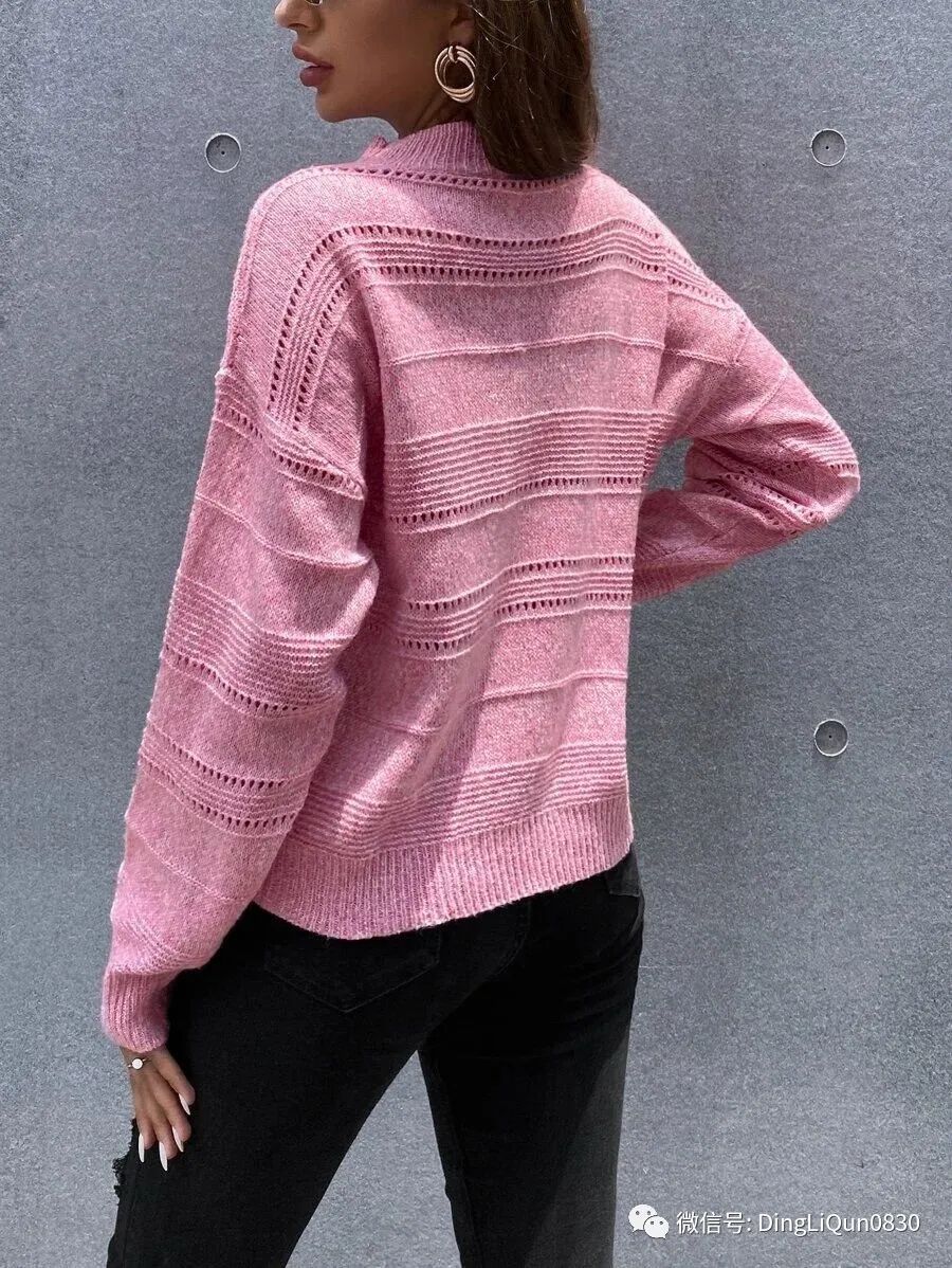 套头针织衫长款针织衫搭配示范,针织衫复古套头怎么套图解