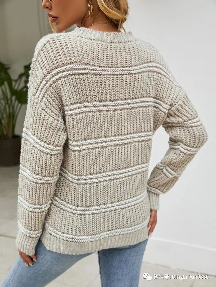 套头针织衫长款针织衫搭配示范,针织衫复古套头怎么套图解