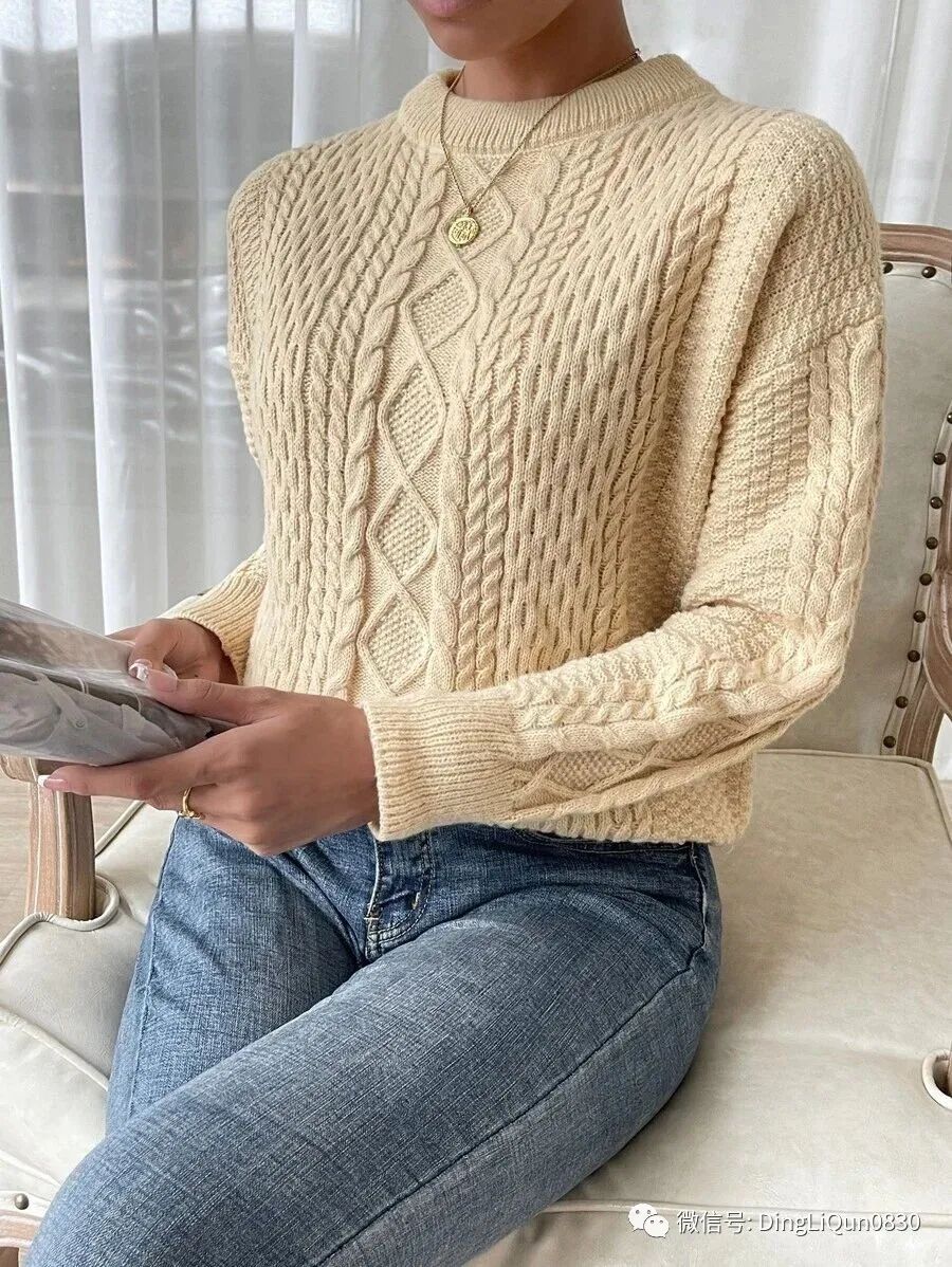 套头针织衫长款针织衫搭配示范,针织衫复古套头怎么套图解