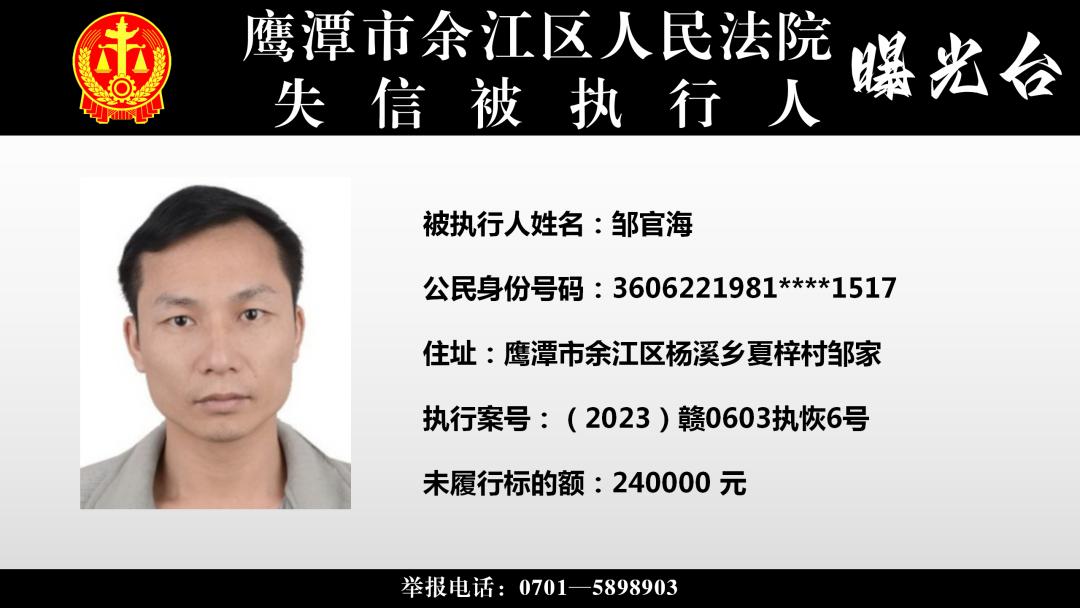 贵溪最新失信被执行人,欠钱不还129人被实名曝光